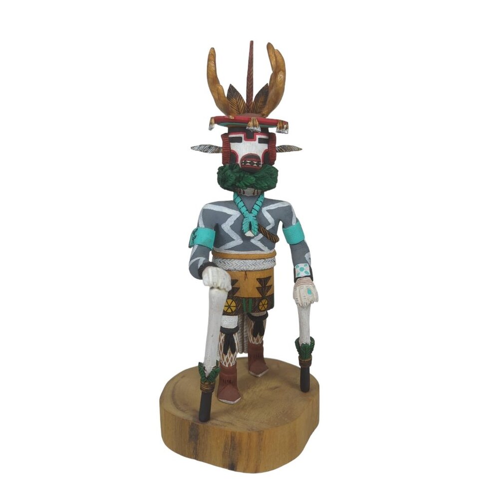 Hopi Deer Kachina Katsina Native American Signed Joseph Duwyenie Wood 8.5" READ